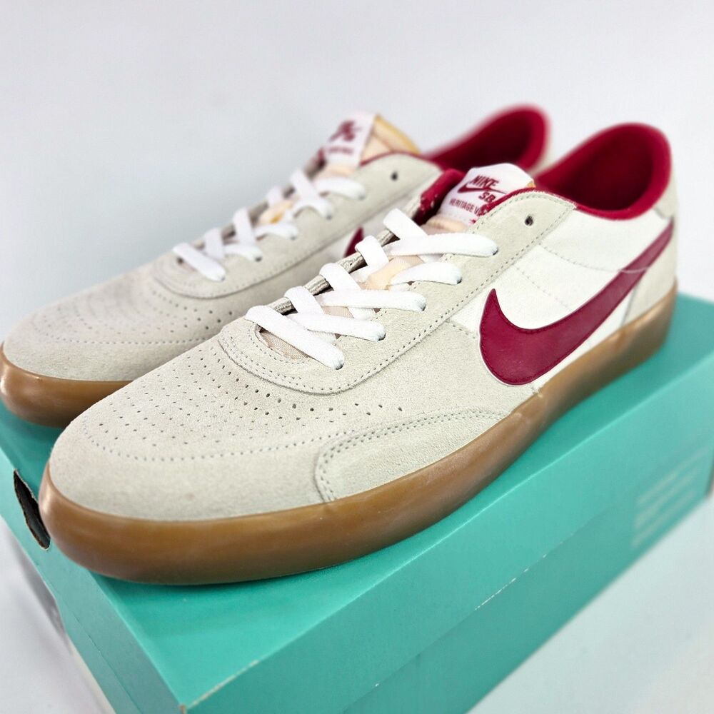 Nike SB Heritage Vulc CD5010-100 White Cardinal Red Size 12 NIB